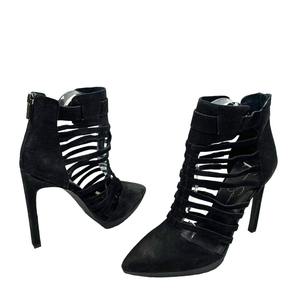 Jessica Simpson Berdet Black Nubuck Pointed Toe Zip Booties